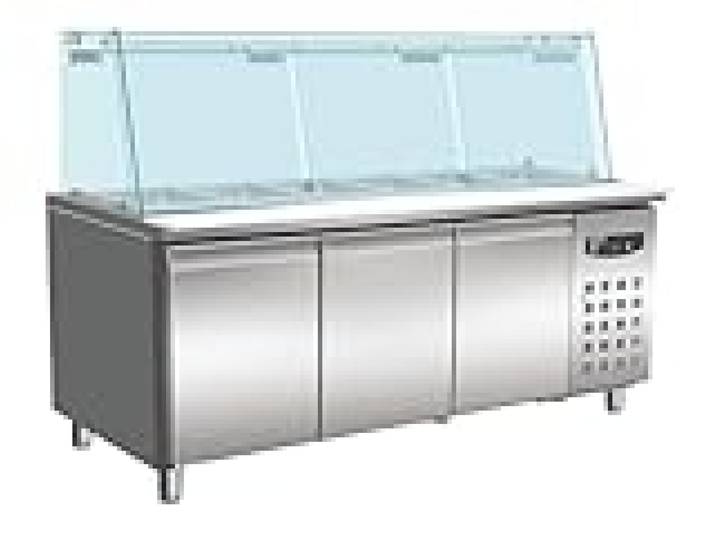 Saladette Réfrigérée avec 3 Portes et Vitrine 5 Bacs GN 1/1 - Combisteel
