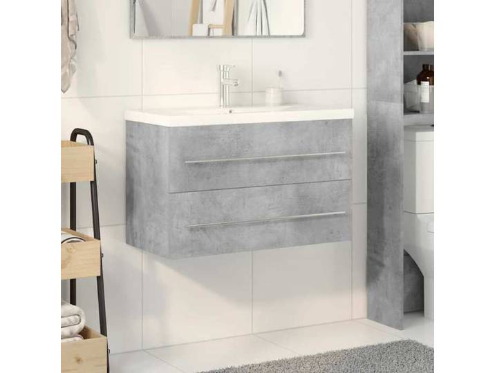 NEW Gris Cabinet WC - VIDAXL - Ensemble de meubles de salle de bain 2 pcs gris béton - design élégant（2parcel）1936981