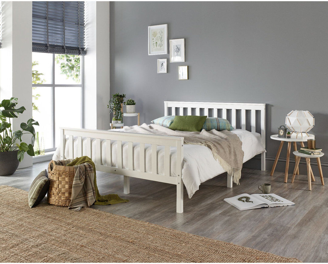 Marlow Home Co. Atlantic Bed Frame with Bonnel Mattress White Kingsize (156.5 x 207 cm)
