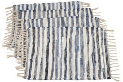 Saro Lifestyle Striped Denim Chindi Table Mats (Set of 4)