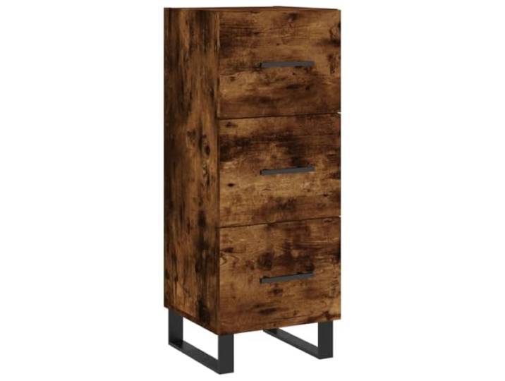 GHVBNMF Sideboard Räuchereiche mit 3 Schubladen 34,5x34x90 cm Kompakter Beistellschrank in Räuchereiche-Optik mit Metallbeinen für Wohnzimmer und Schlafzimmer.