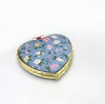 Uplift Picks Vintage Floral Compact Mirror Two Sided Folding Makeup Mirror blue (heart)