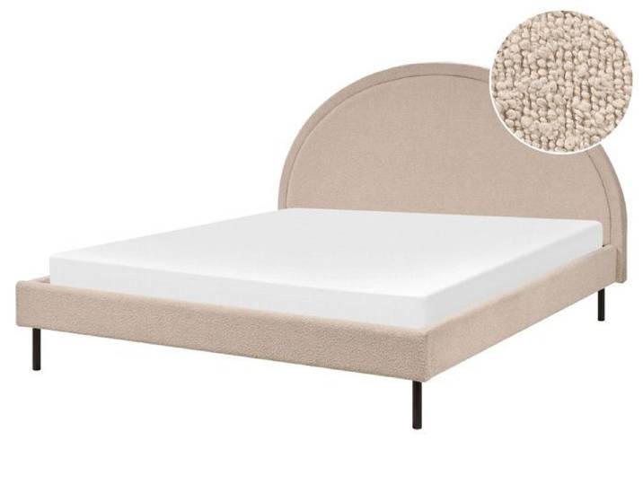 Lit double bouclé beige 160 x 200 cm MARGUT
