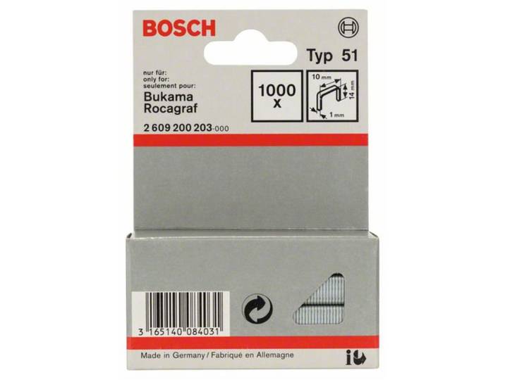 Agrafe À Fil Plat Type 51 Bosch 10 X 1 X 14 Mm -2609200203