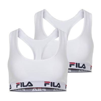 Bustier FILA "WOMAN BUSTIER", Damen, Gr. S, N-Gr, weiß, Obermaterial: 95% Baumwolle, 5% Elasthan, unifarben, BHs Bustier, ohne Polsterung und ohne Bügel, Racerbackrücken