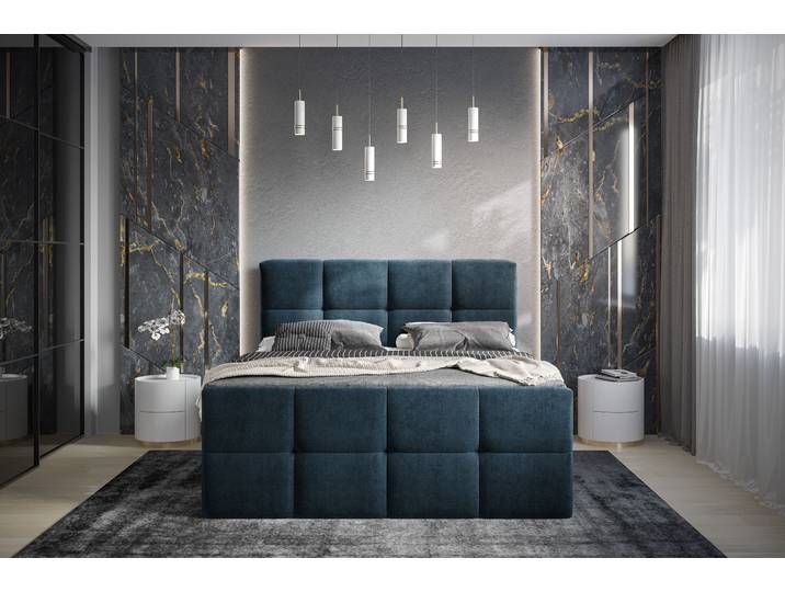 Boxbett Robanna 160 x 200cm Microfaser Valeria Blau/Dunkelblau Freiform