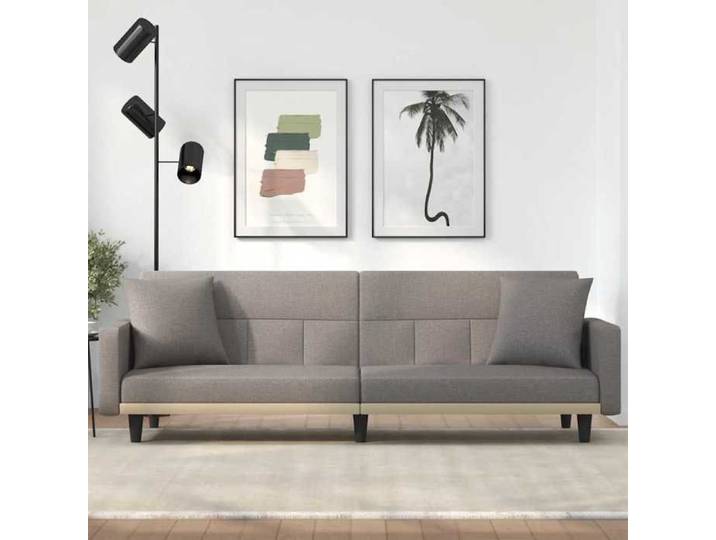 Moderne Canapé-lit pratique - avec coussins - taupe - tissu - 220x89x70 cm - Banquette convertible @FR 3161