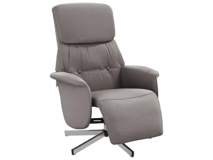 Sessel Ausziehbar mit Fuß Taupe Stoff, 360 Grad drehbar, Rahmen aus Sperrholz und Metall, verstellbar 105-125 Grad, 360 Grad drehbar, atmungsaktiv, max 110 kg