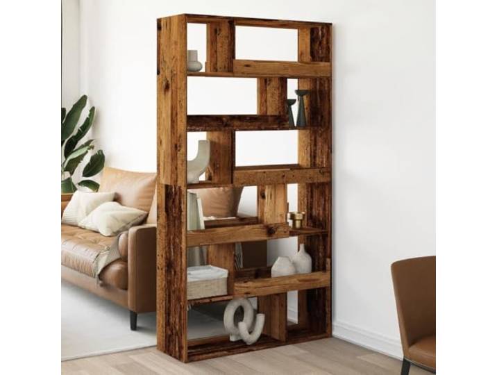 Raumteiler Altholz-Optik 100x33x187,5 cm Holzwerkstoff mit 12 Fächern 12 geräumige Fächer, feuchtigkeitsresistent, glatte Oberfläche, vielseitig als Regal nutzbar, pflegeleicht