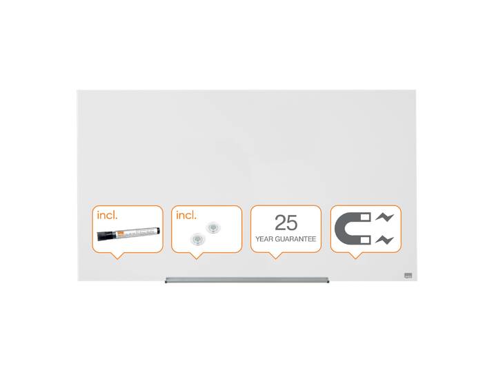 Nobo Tableau blanc Diamond - L.120 x H.70 cm - Magnétique - Verre Trempé