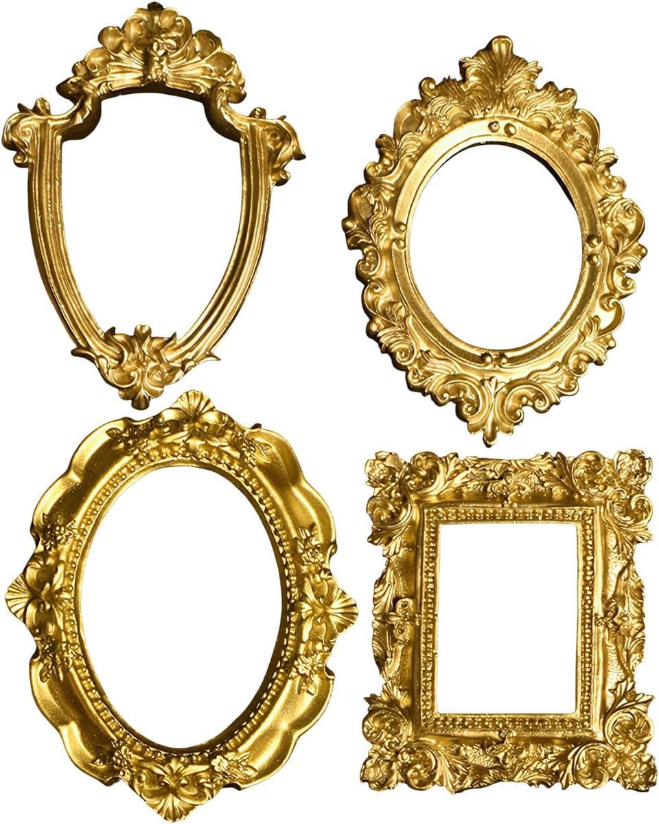 Set van 4 Miniatuur Fotolijstjes met Vergulde Rand - Goud