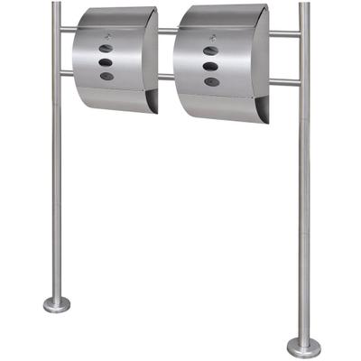 Helloshop26 - Moderner Doppelbriefkasten aus Edelstahl auf Füßen 120 cm