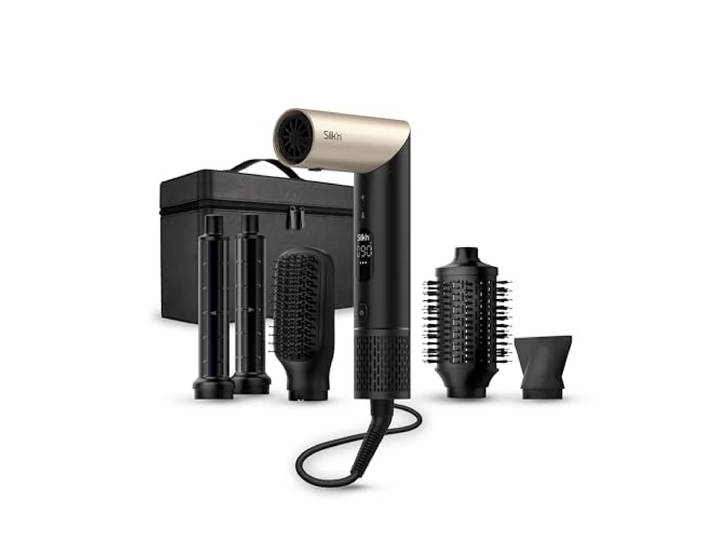 Silk'n Air Styler & Haartrockner I SilkyAir Flex I 5-in-1 Auto-Wrap-Lockenaufsatz, Paddle-Bürste, Ovalbürste, Konzentrator, Diffusor, Aufbewahrungskoffer, Keine Hitzeschäden I 1300 W, Schwarz