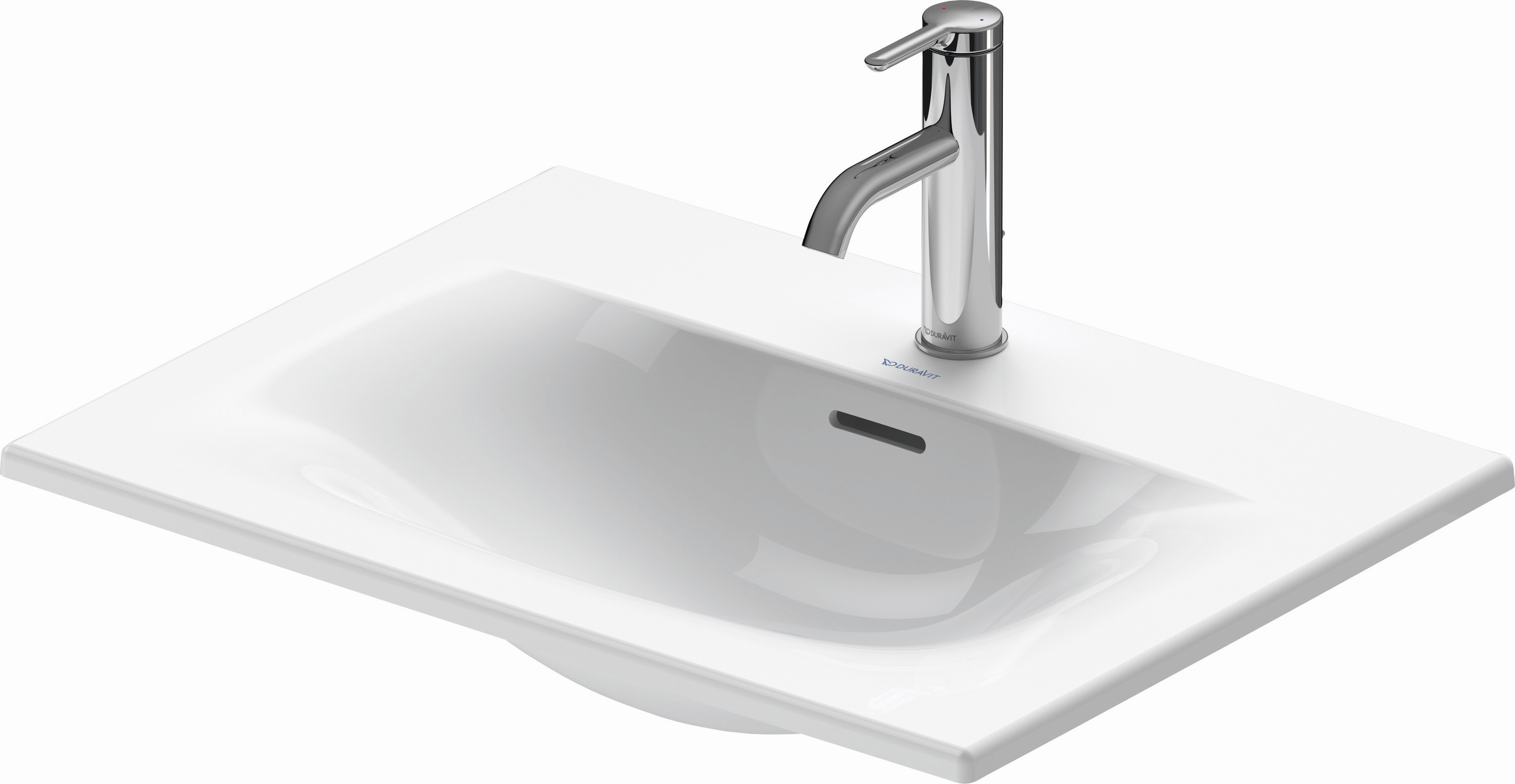 Duravit Viu le bassin 0385600060 sans trou du robinet, blanc, 60x45cm, avec trop - plein, sans banque de trou du robinet