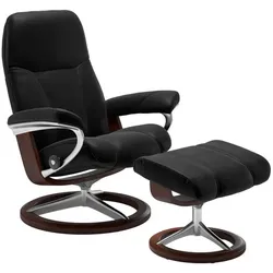 Stressless Sessel mit Hocker Consul Signature Leder Schwarz Batick Black S (Small)