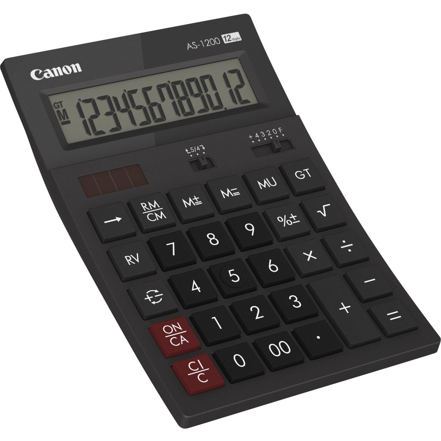 Canon AS-1200 Wirtschaftlicher Rechner 12 Stellen Solarpanel, LCD-Display 4599B001