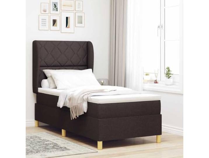 Stabiler Holzrahmen verstellbares Kopfteil Boxspringbett Dunkelgrau 100x200 Boxspringbett mit Matratze Dunkelgrau 90x190 cm Dunkelbraun Hohenverstellbares Kopfteil Komplettes Set mit Topper Stabiler