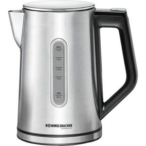 Rommelsbacher Wasserkocher WK3000, silber, 1,7 Liter, 3000 Watt, mit Edelstahlgehäuse