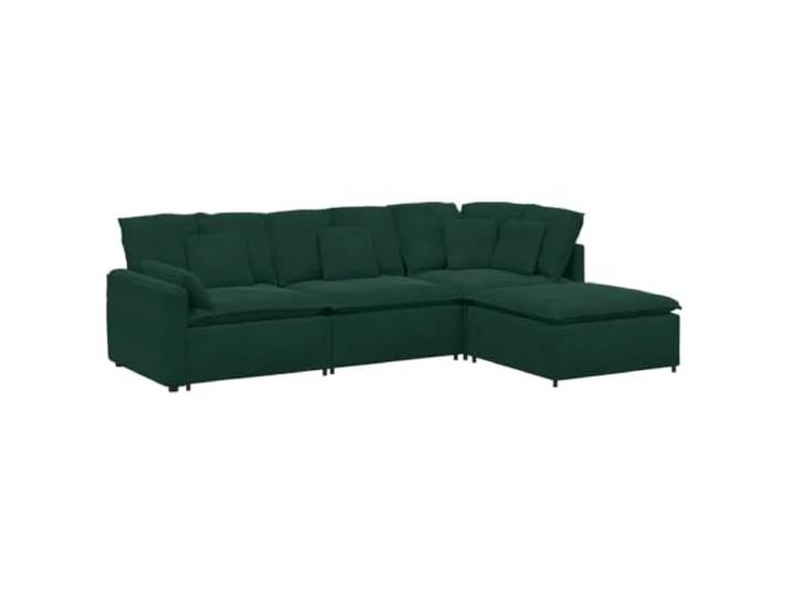 Makastle Modulares Sofa mit Fußhocker Samt Dunkelgrün 312cm