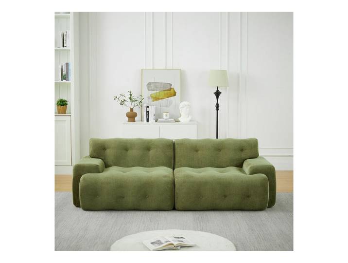 MODFU Sofa mit ergonomischer Polsterung, übergroßer Zweisitzer mit breiten Armlehnen, Knopfverzierung und modernem Design. 1 Teile