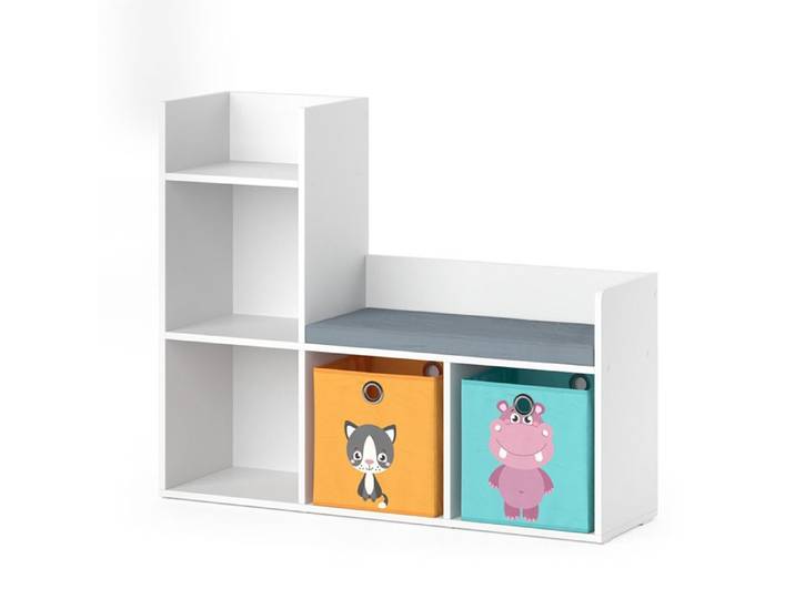 Étagère pour enfants Luigi 107.2x88.6cm avec 2 boxes pliants opt.1 Blanc Vicco 37027