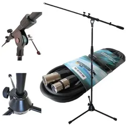 keepdrum Mikrofonständer MS107B mit Mikrofonkabel, Mikrofonständer, Schwarz