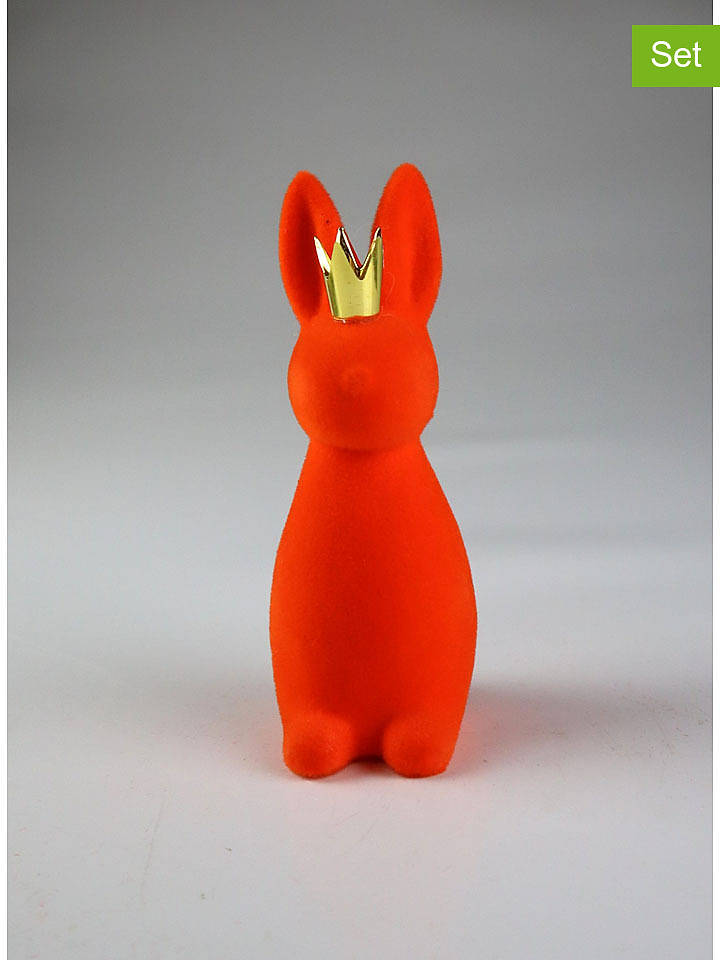AM Design 2er-Set: Dekofiguren "Hase" in Orange - (H)15 cm - onesize
