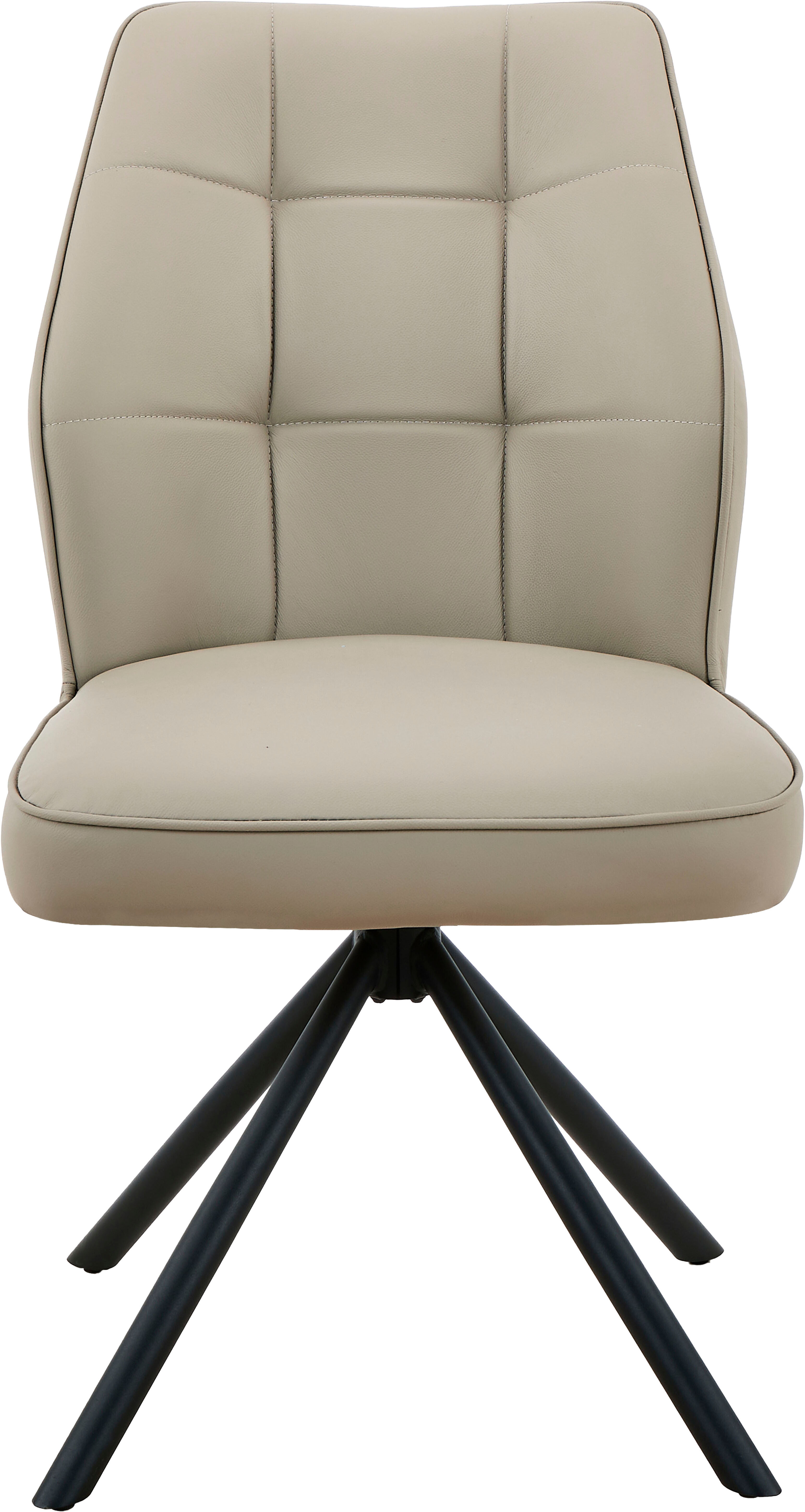 4-Fussstuhl HELA "BRAGA", beige (cappuccino, schwarz, cappuccino), B:50,5cm H:90cm T:68cm, Leder, Metall, Stoff, Stühle, 4-Fussstuhl, XL Sitzbreite, 360 drehbar mit Auto-Return, Echtleder cappuccino, schwarz, cappuccino B/H/T: 50,5cm x 90cm x 68cm, 2 Stk.