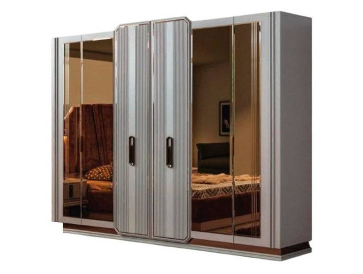 Xlmoebel Kleiderschrank Weißer Holzschrank mit Glaselementen für modernes Wohnen (1-St., Kleiderschrank) Hergestellt in Europa
