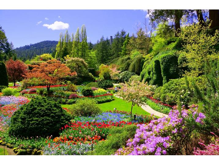 Fototapete PAPERMOON Butchart Gardens , bunt, B:5m L:2,8m, Vlies, Tapeten, Fototapete