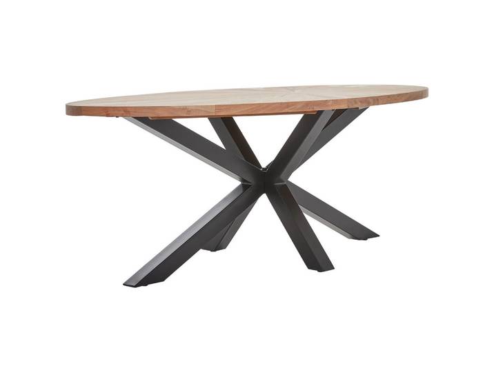 Livetastic Esstisch, Schwarz, Akazie, Holz, Metall, Akazie, vollmassiv, Holz, oval, Sternfuß, 100x76x200 cm, Esszimmer, Tische, Esstische, Esstische oval