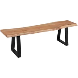 ESSZIMMERBANK Akazienholz Metall schwarze Füße, Beige 160x40x45 cm