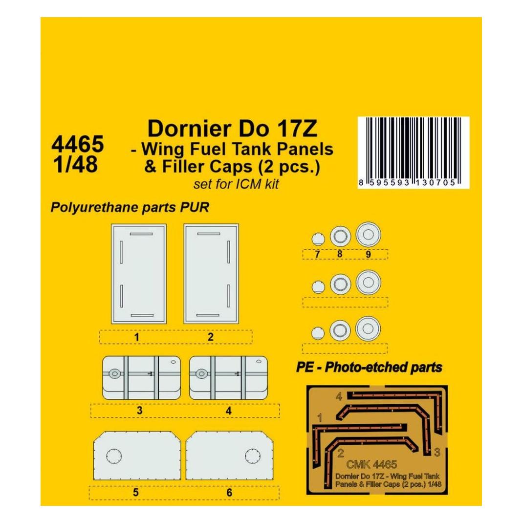CMK Dornier Do 17Z - Wing Fuel Tank Panels & Filler Caps (2 pcs.) 1/48 (4465)