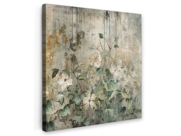 LEINWANDBILD Blumen - Blätter - Abstrakt - Modern Wandbild Wohnzimmer 50x50 cm