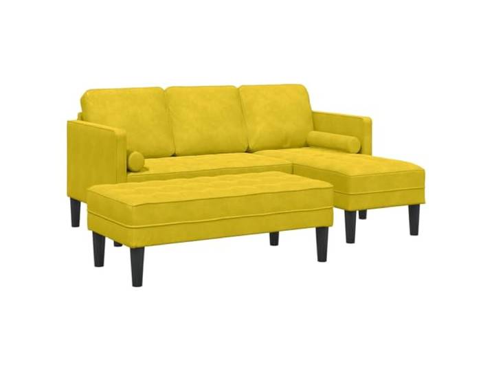 Todiikf Sofaset 2-teilig Gelb Modulares Ecksofa mit Hocker Samt-Optik Flexibles 5-Sitzer Polstermöbel für Wohnzimmer und Lounge: Weicher Polyesterbezug, stabile Holzwerkstoff-Konstruktion.
