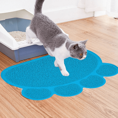 Inspired Deals Anti Tracking Cat Litter Mat Claw Design Waterproof Cat Mat With Non Slip Grip light Blue