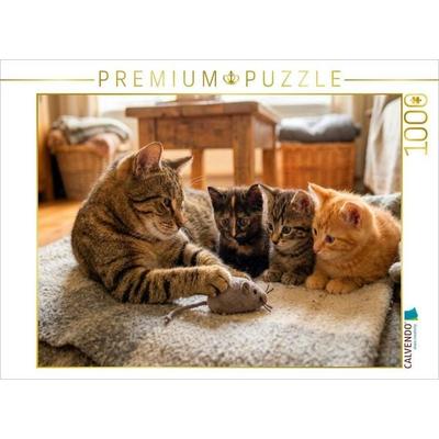 CALVENDO Puzzle Mauserklärung - Katzenmutter und Kätzchen | 1000 Teile Lege-Größe 64x48cm Foto-Puzzle für glückliche Stunden