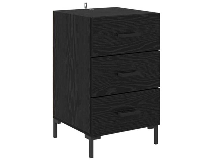 LMTYOENFG Nachttisch 40x40x66cm Schwarz Eichen-Optik Holzwerkstoff Vielseitige Ablage mit Schublade für Ihr Schlafzimmer, matte Griffe und stabiles Design bis 60 kg Tragkraft.