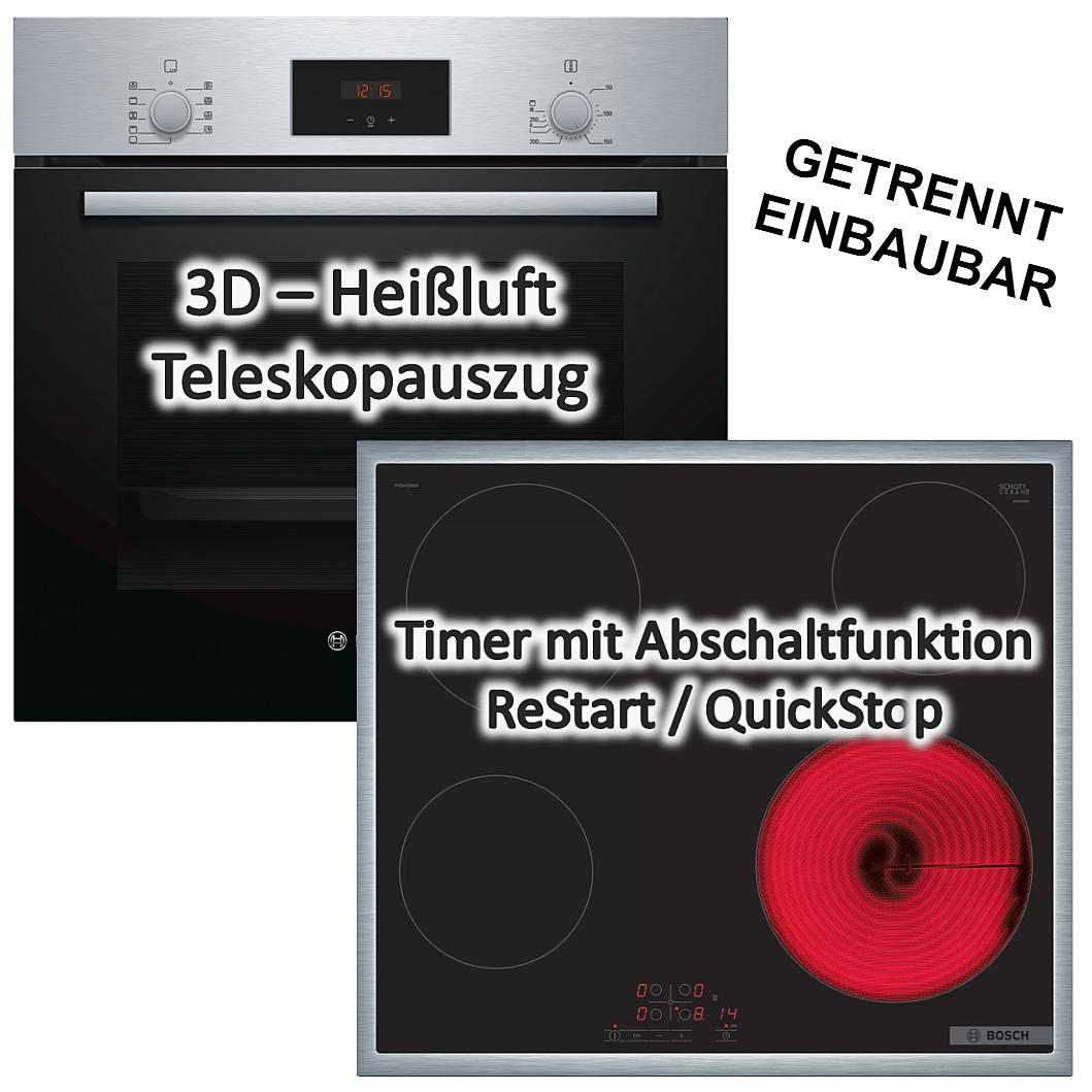 HERDSET BOSCH Backofen mit Elektro-Kochfeld - autark, 60 cm
