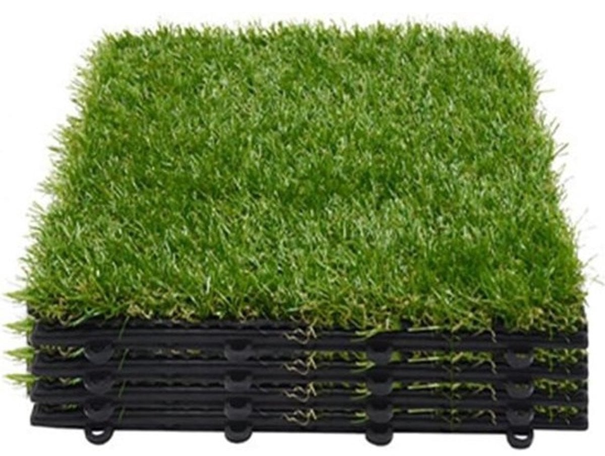 Kunstmatige in elkaar grijpende gras tegels voor zwembad en voetbalveld - 305 x 305 cm