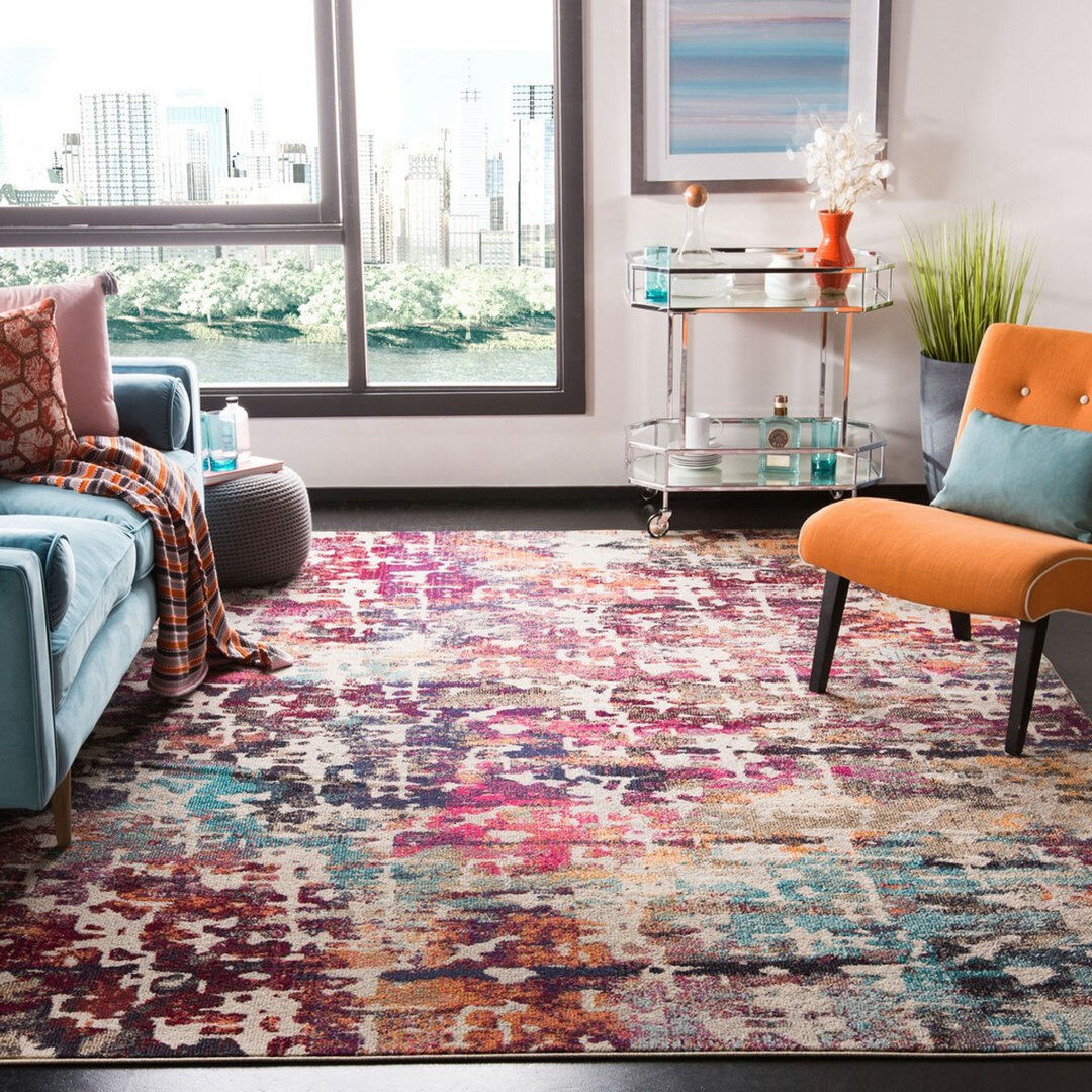 Rio Everman Abstract Area Rug Red Rectangle 122 x 183 cm