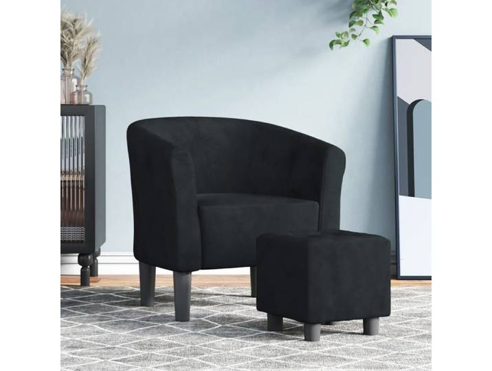 Printemps/été 2025  Chaise cabriolet avec repose-pied noir velours - 70x56x68 cm LV466