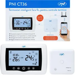 PNI Smarter Thermostat CT36 kabellos, mit WLAN, Internetsteuerung, für Heizanlagen, TuyaSmart APP, Thermostat, Weiss