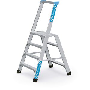 Zarges Klapptritt Seventec RC SP, 40234, aus Aluminium, einseitig begehbares Arbeitspodest, mit 4 gelochten Stufen