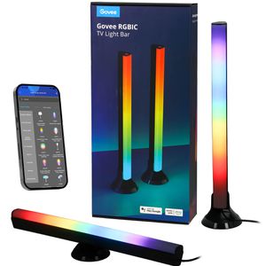 Govee Tischlampe RGBIC TV Light Bar, schwarz, LED, RGBW, für innen, App-fähig, dimmbar, mit Netzbetrieb, 2 Stück