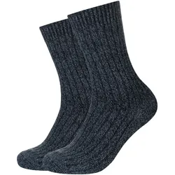 2er Pack camano Cosy Mouline Boot Crew Socken 9999 - black 43-46