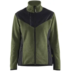 Damen Strickjacke "5943" - L - herbstgrün/schwarz