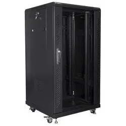 Lanberg FF01-6622-12B Rack 22U Freistehendes Gestell (22 HE, 19 Zoll Rack), Serverschrank, Schwarz