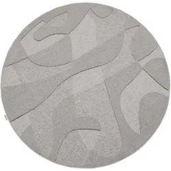 TEPGO Wollteppich Bustan grau 120x120 cm rund