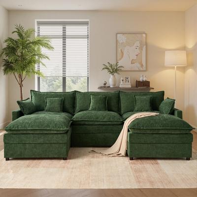 "OVIOS 108"" Oversized Chenille Cloud-Like Sofa with Ottoman"